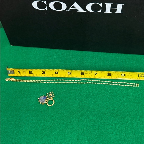 Tory Burch Gold and Blue Heart Jewelry Set (chain 19” inch ) - Picture 6 of 7